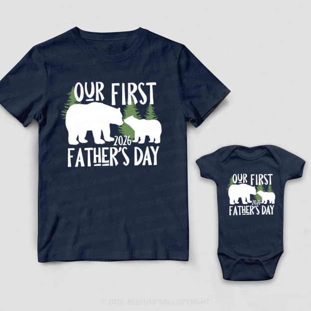 First Father's Day Papa Baby Bear Woodland Dad&Me Matching Shirts