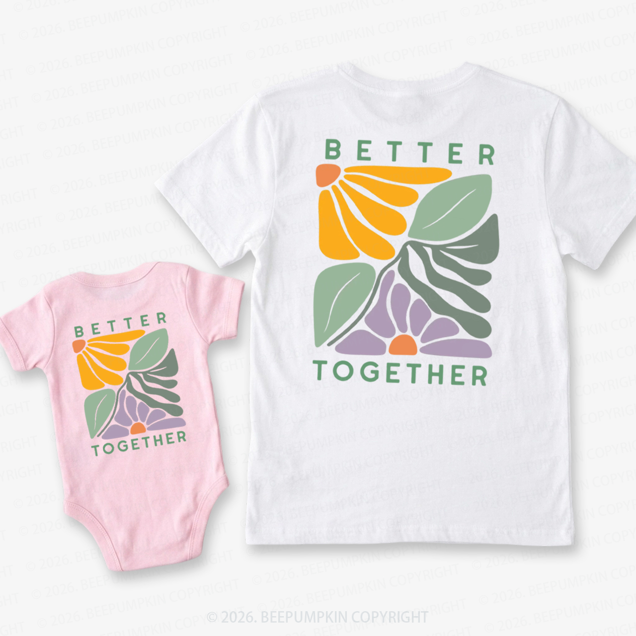Retro Floral Better Together Father’s Day Dad&Me Matching Shirts-Back Design