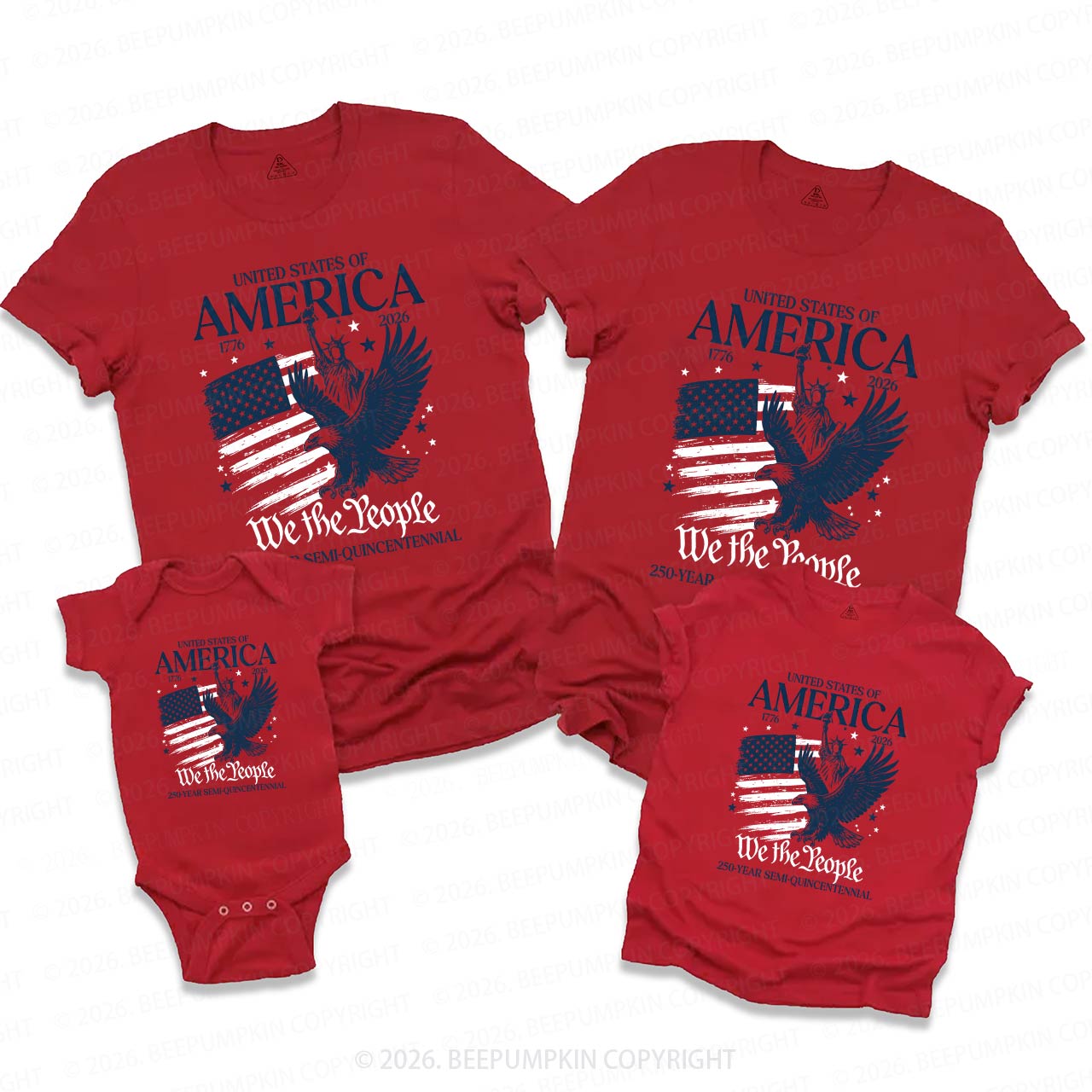 America 250 Patriotic Eagle Independence Day Family Matching Shirts
