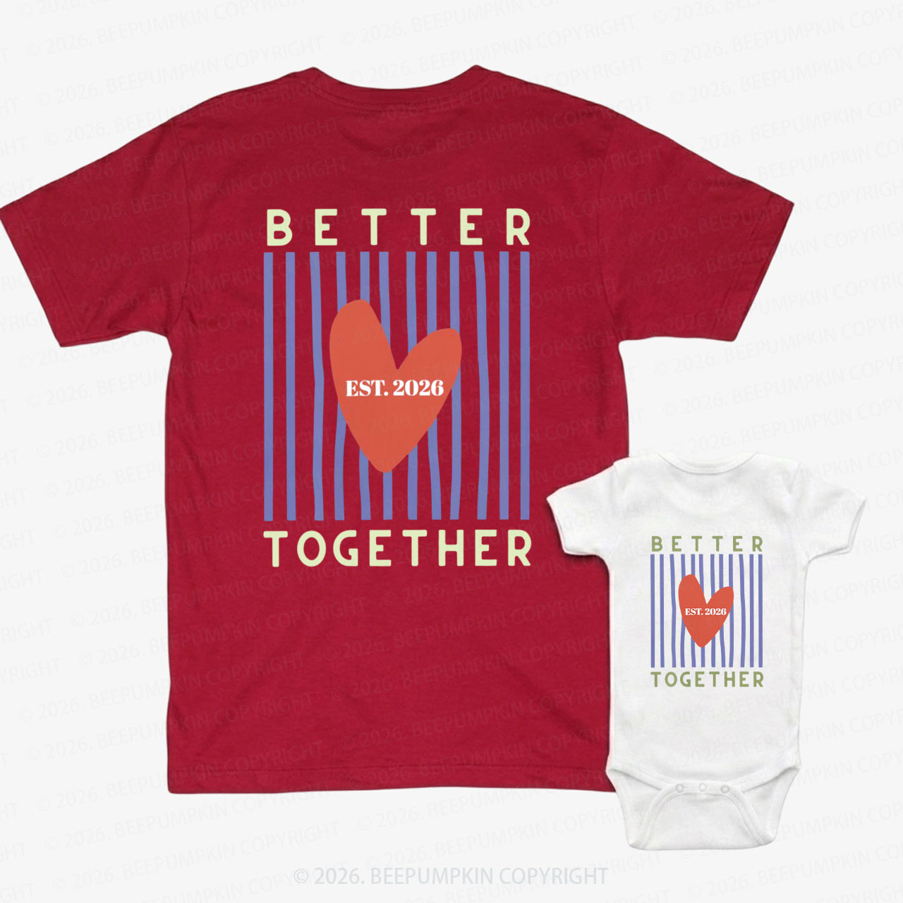 Better Together with Retro Stripes Dad&Me Matching Shirts-Back Design