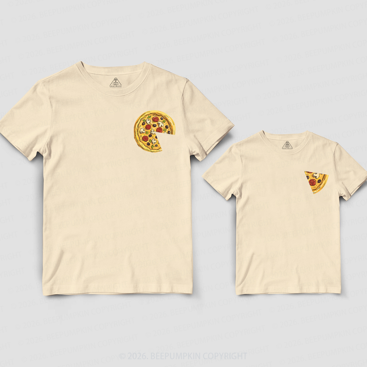 Pizza and Pizza Slice Funny Dad&Me Matching Shirts