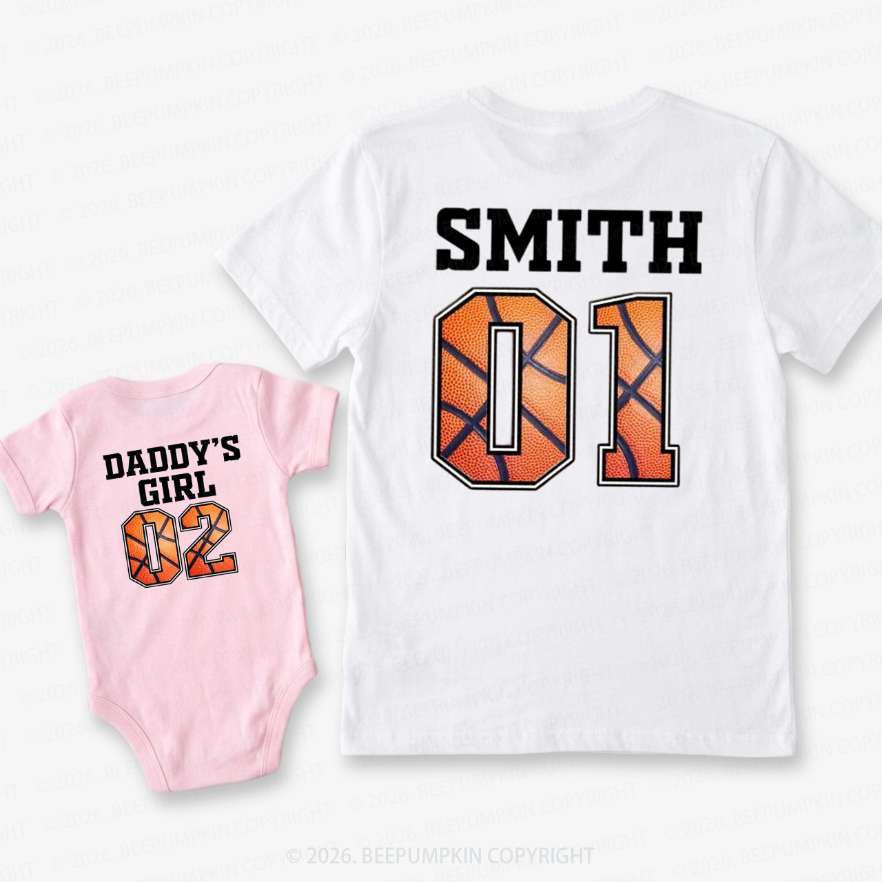 Personalized Names And Numbers Sport Fathers Day Dad&Me Matching Shirts-Back Design