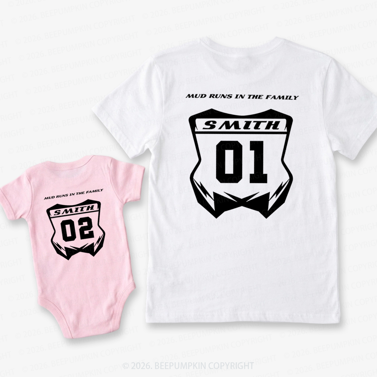 Personalized Fathers Day Dirt Bike Dad&Me Matching Shirts-Back Design