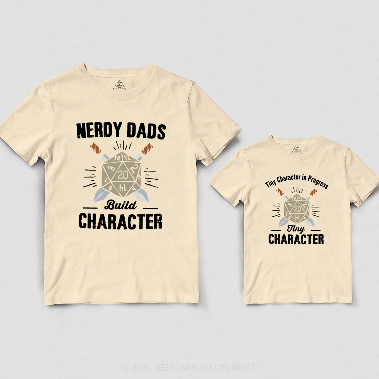 Nerdy Dads Build Character Funny Dice Dad&Me Matching Shirts