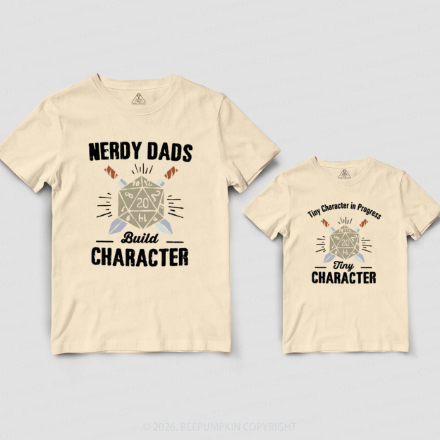 Nerdy Dads Build Character Funny Dice Dad&Me Matching Shirts