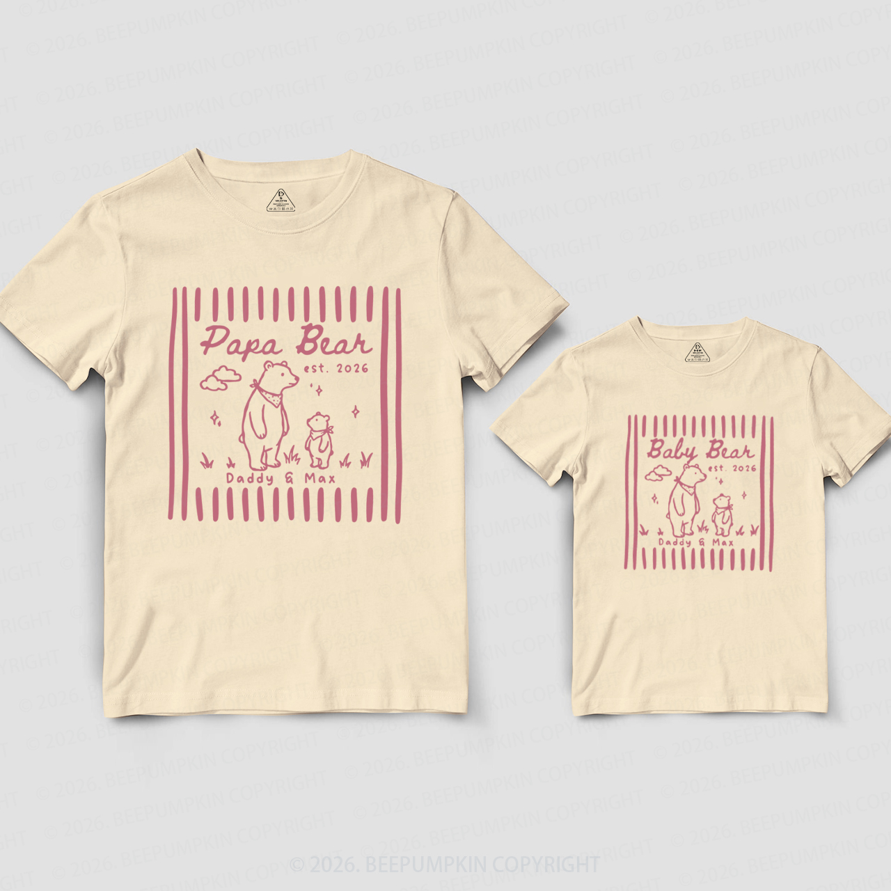 Personalized Papa Bear Baby Bear Dad&Me Matching Shirts