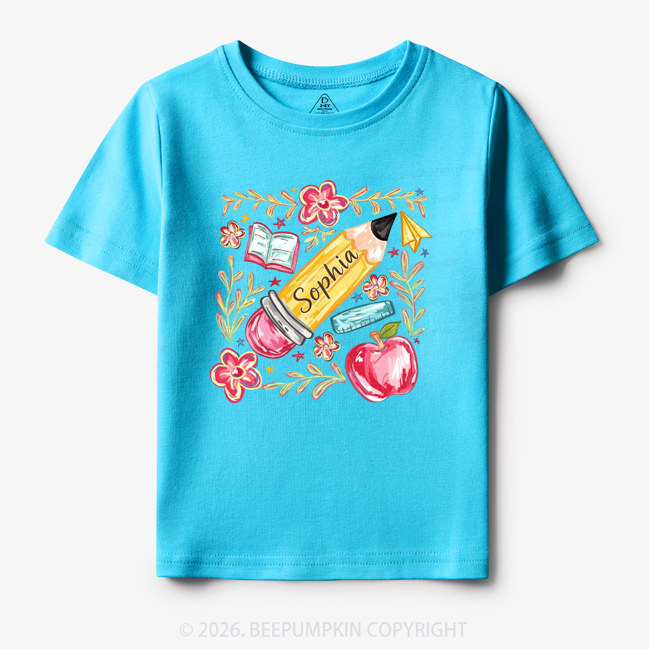 Personalized Name Floral Pencil Toddler&Kid's Tees