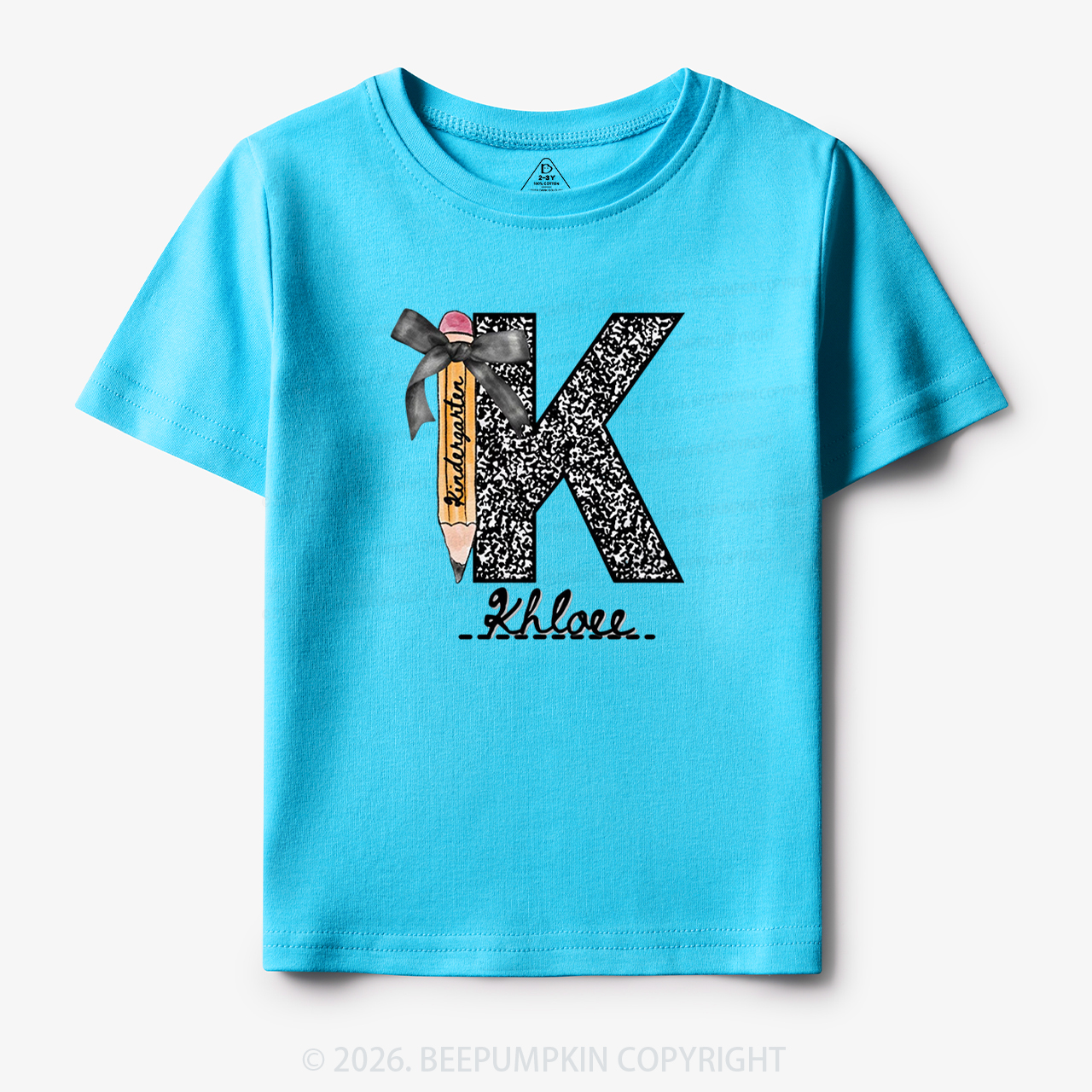 Personalized Grade&Name Monogram Pencil Bow Toddler&Kid's Tees