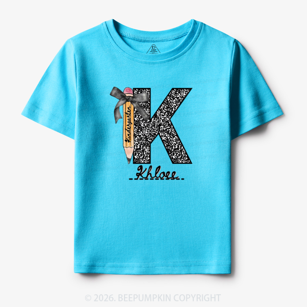 Personalized Grade&Name Monogram Pencil Bow Toddler&Kid's Tees