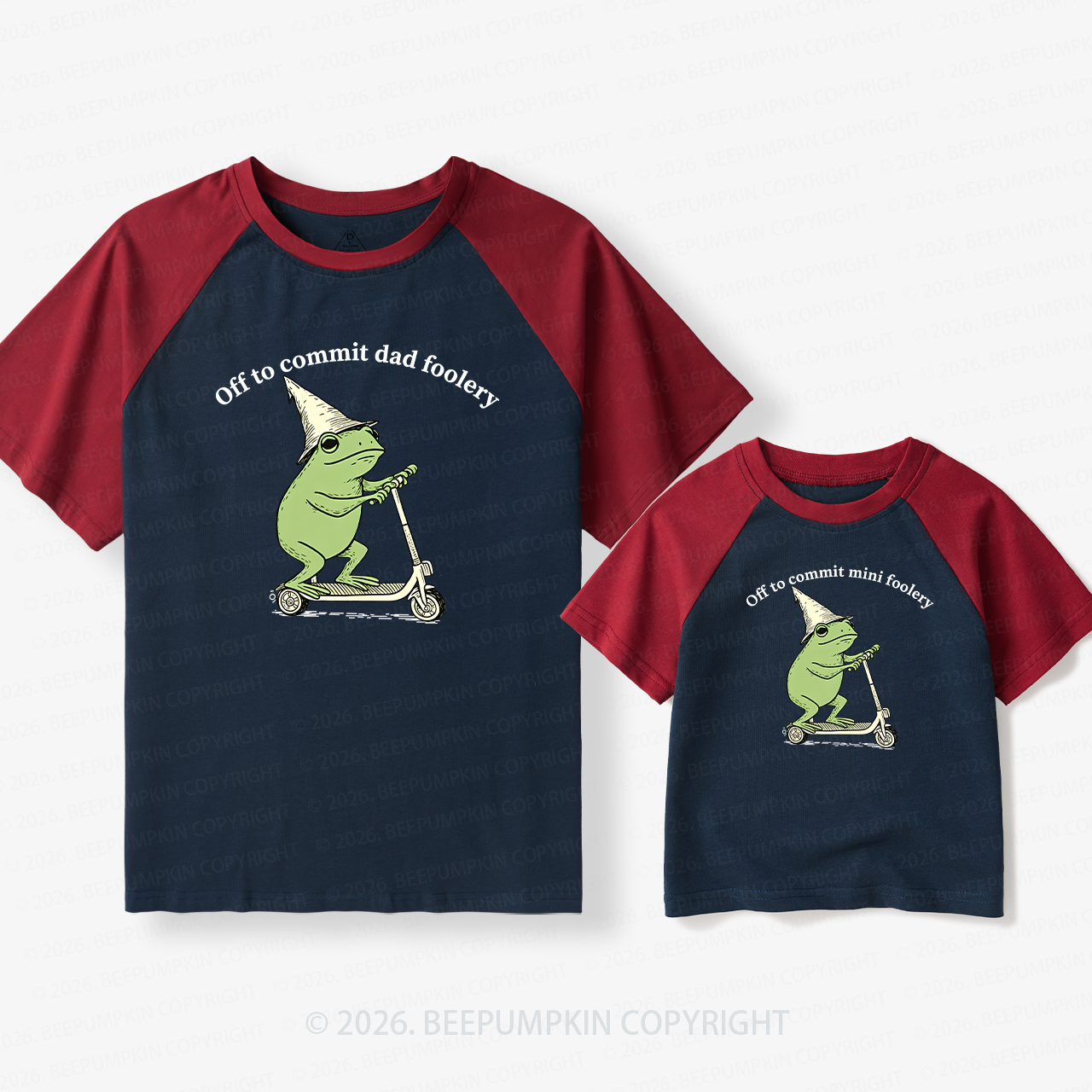 Foolery Mini Foolery Frog Scooter Dad&Me Matching Retro Raglan T-shirt