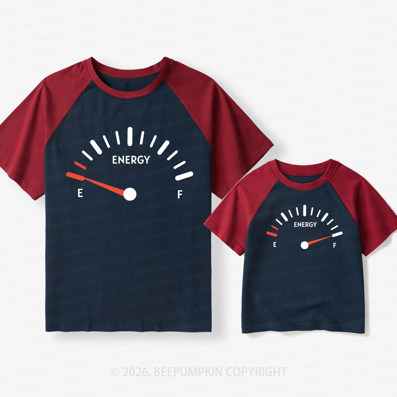 Energy Gauge for Father's Day Dad&Me Matching Retro Raglan T-shirt