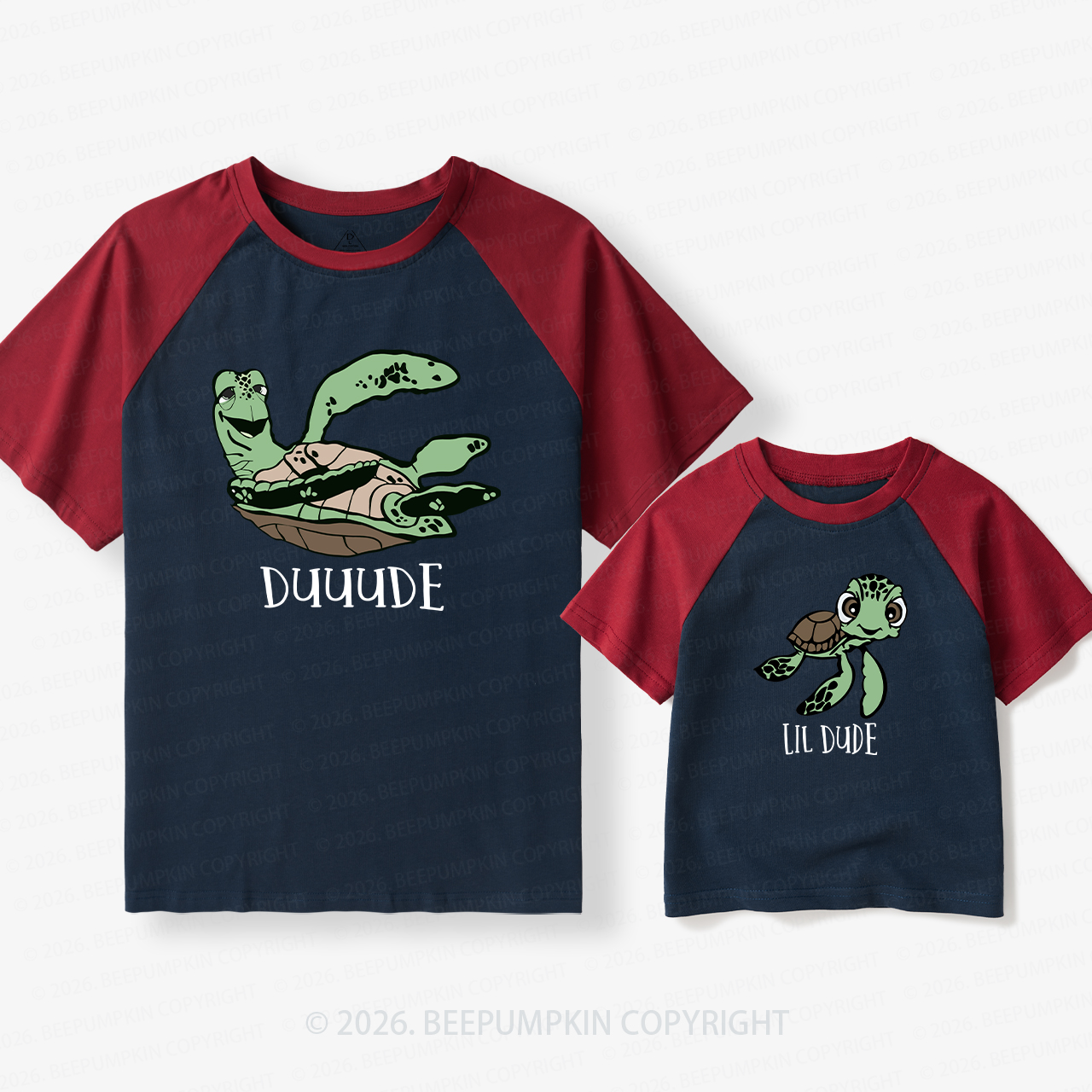 Dude Lil Dude Dad & Me Matching Retro Raglan T-shirt