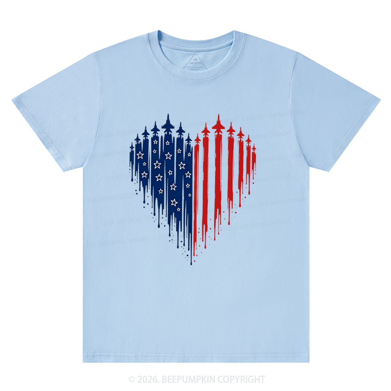 Patriotic 4th Of July American Flag Heart T-Shirts