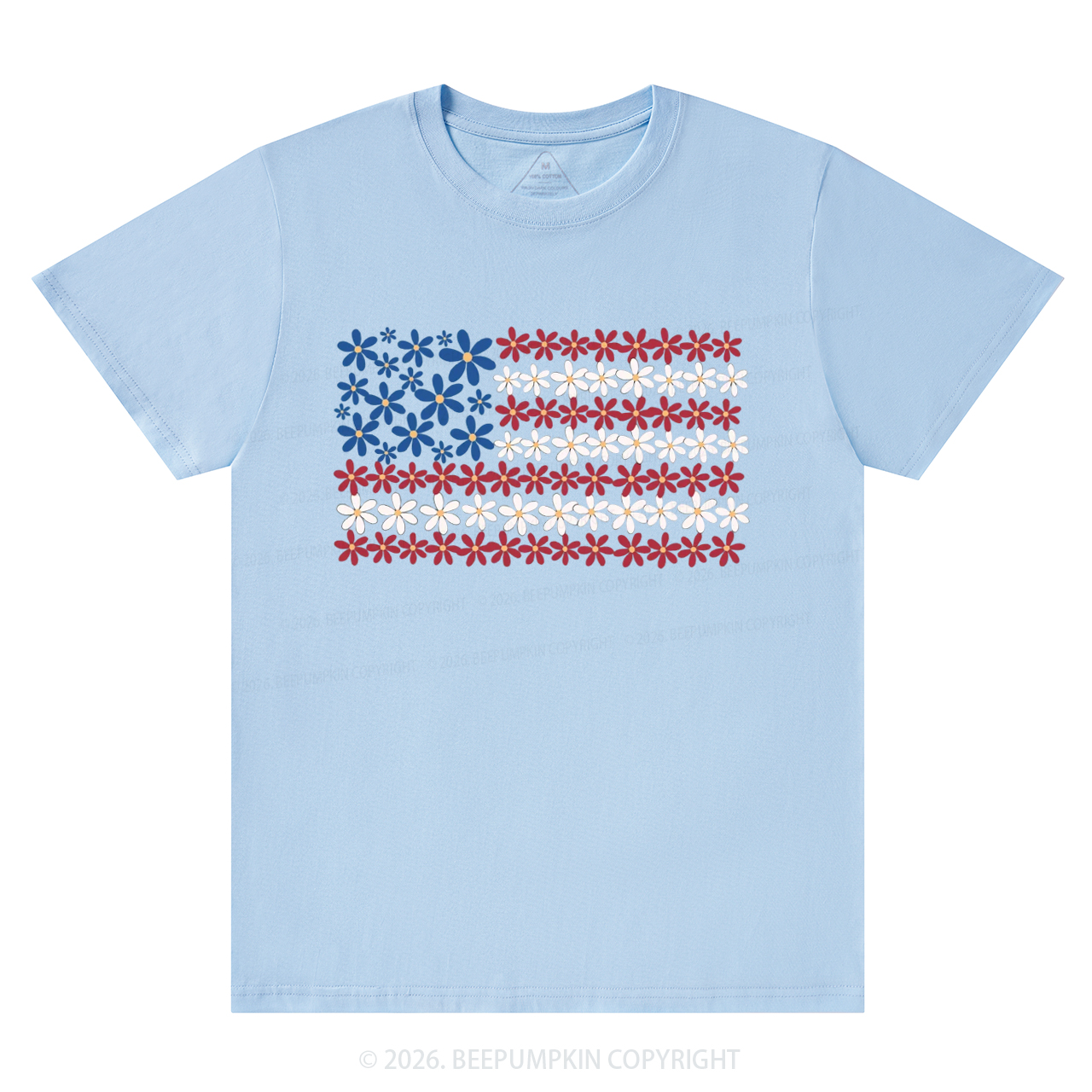 Floral American Flag 4th of July T-Shirts