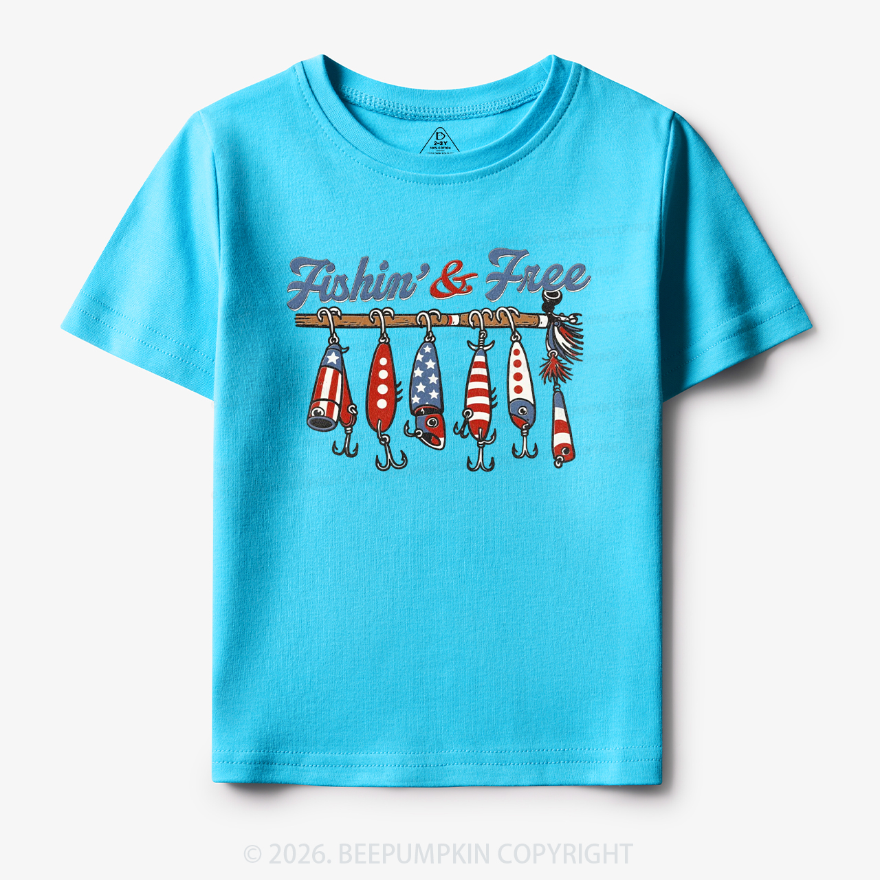 Fishin And Free Lure 4th Of July Toddler&Kid's Tees