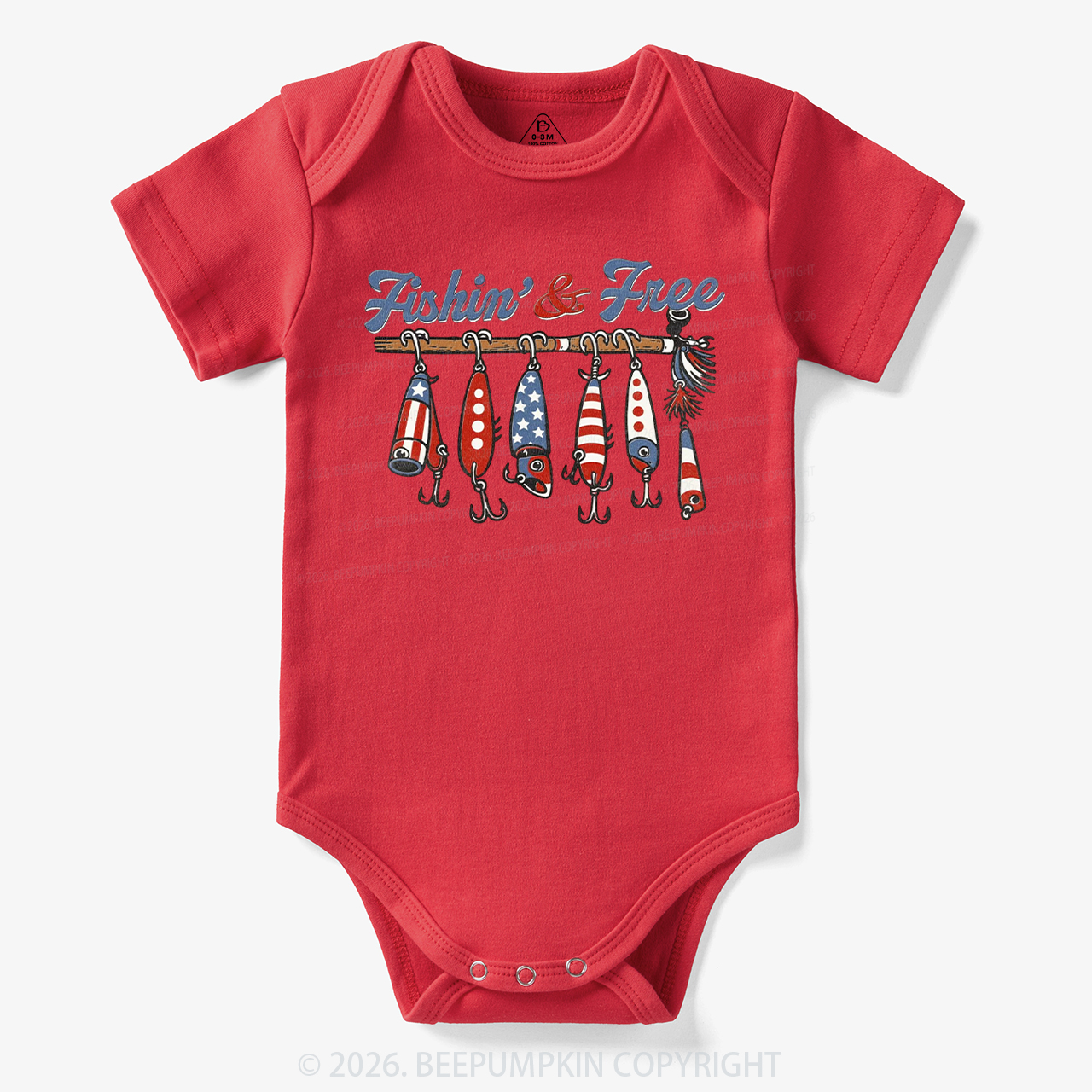 Fishin And Free Lure 4th Of July Bodysuit