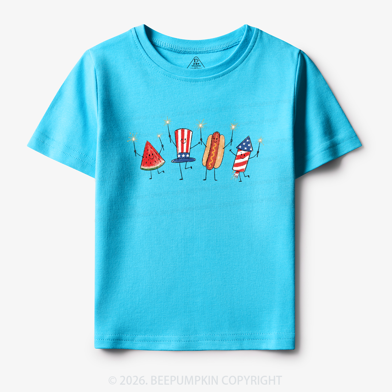 Patriotic Watermelon Hotdog Firework American Toddler&Kid's Tees