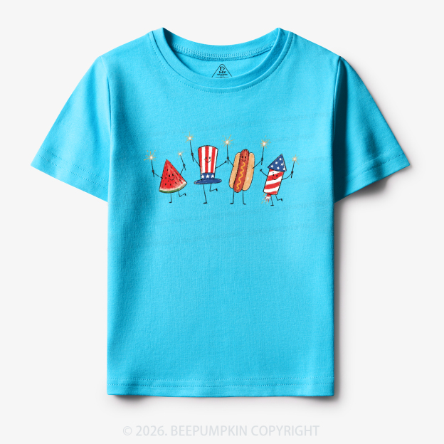 Patriotic Watermelon Hotdog Firework American Toddler&Kid's Tees