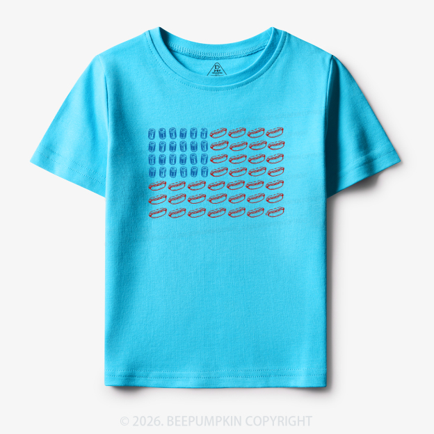 Funny 4th of July Hot Dog American Flag Toddler&Kid's Tees