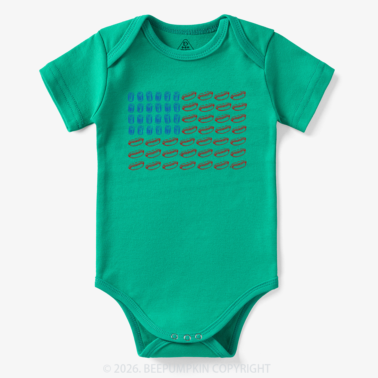 Funny 4th of July Hot Dog American Flag Bodysuit
