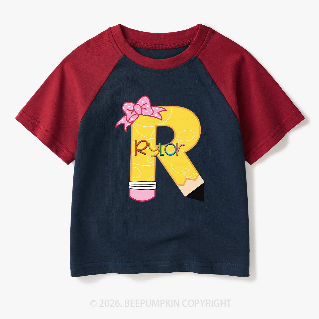 Personalized Pencil Back To School Toddler&Kids Retro Raglan T-shirt