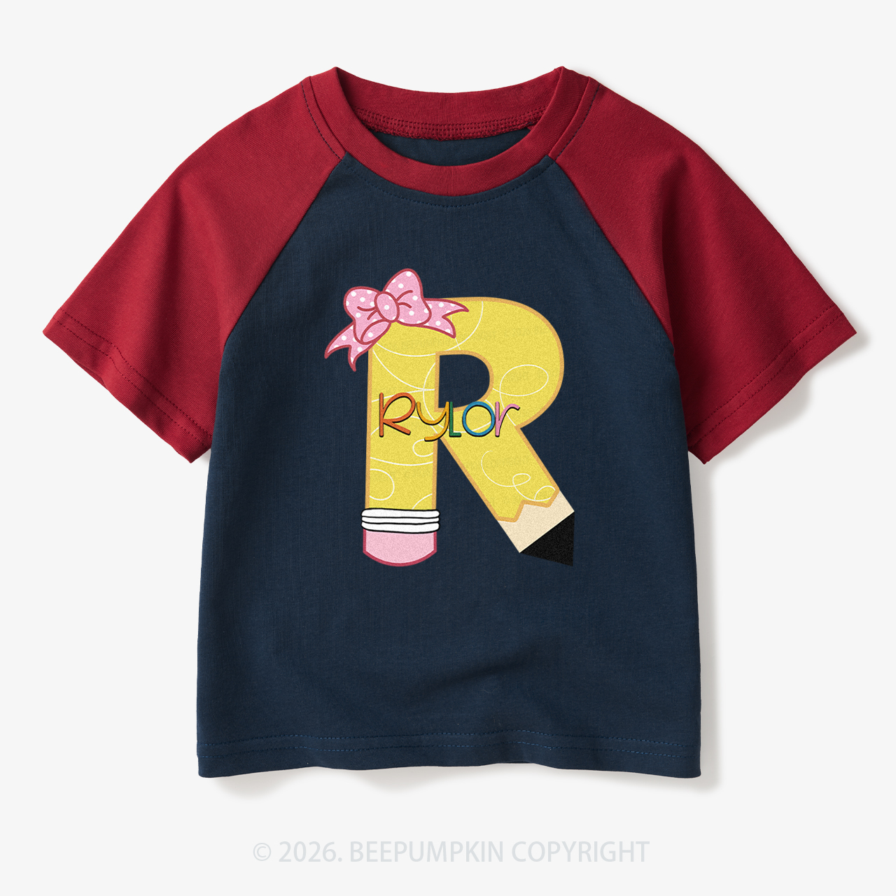 Personalized Pencil Back To School Toddler&Kids Retro Raglan T-shirt