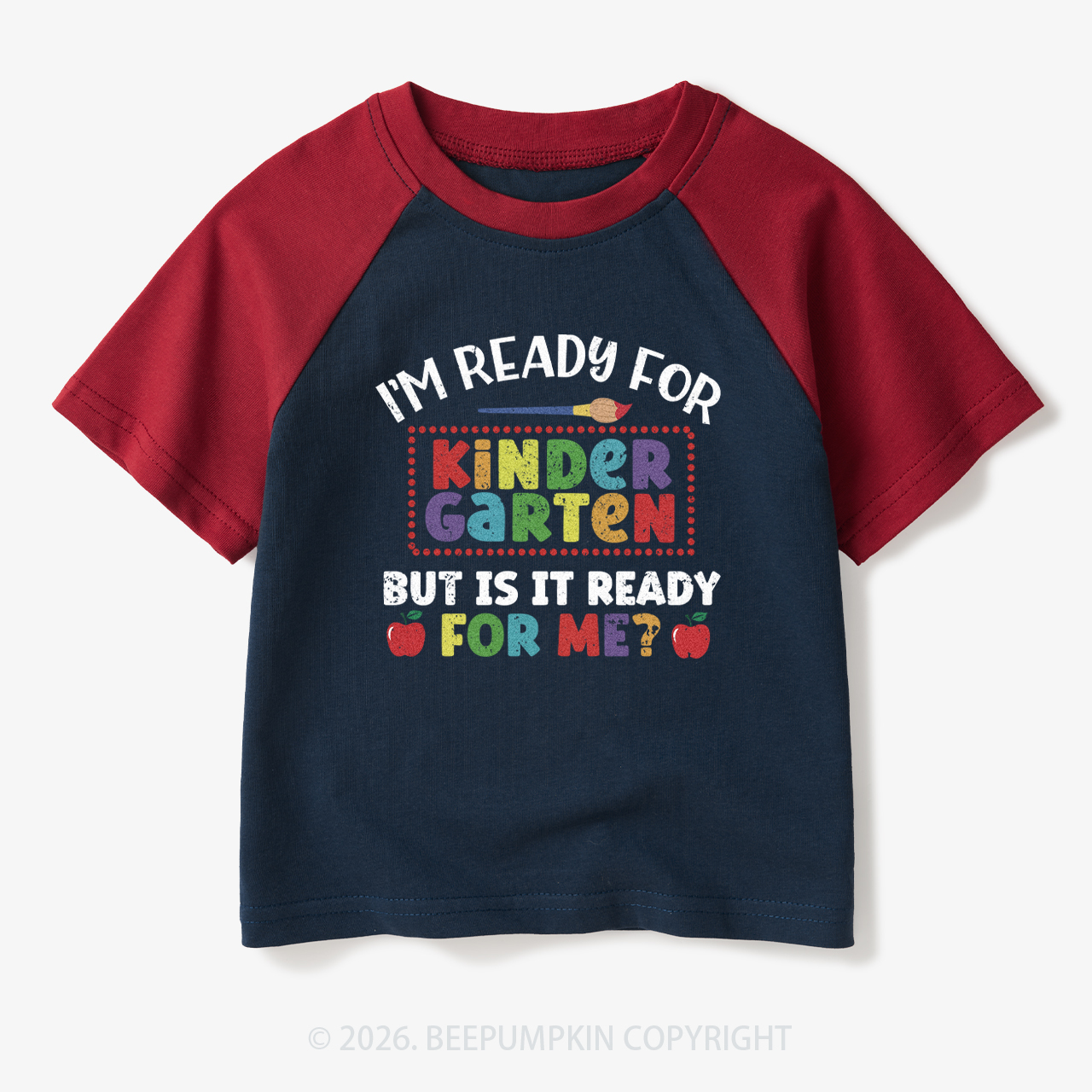 I'm Ready For Kindergarten Back To School Toddler&Kids Retro Raglan T-shirt