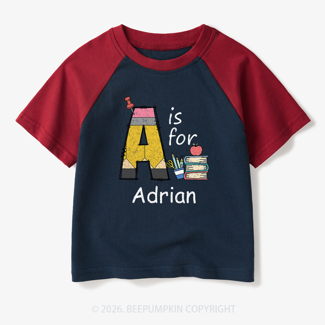 Personalized Alphabet Name Toddler&Kids Retro Raglan T-shirt