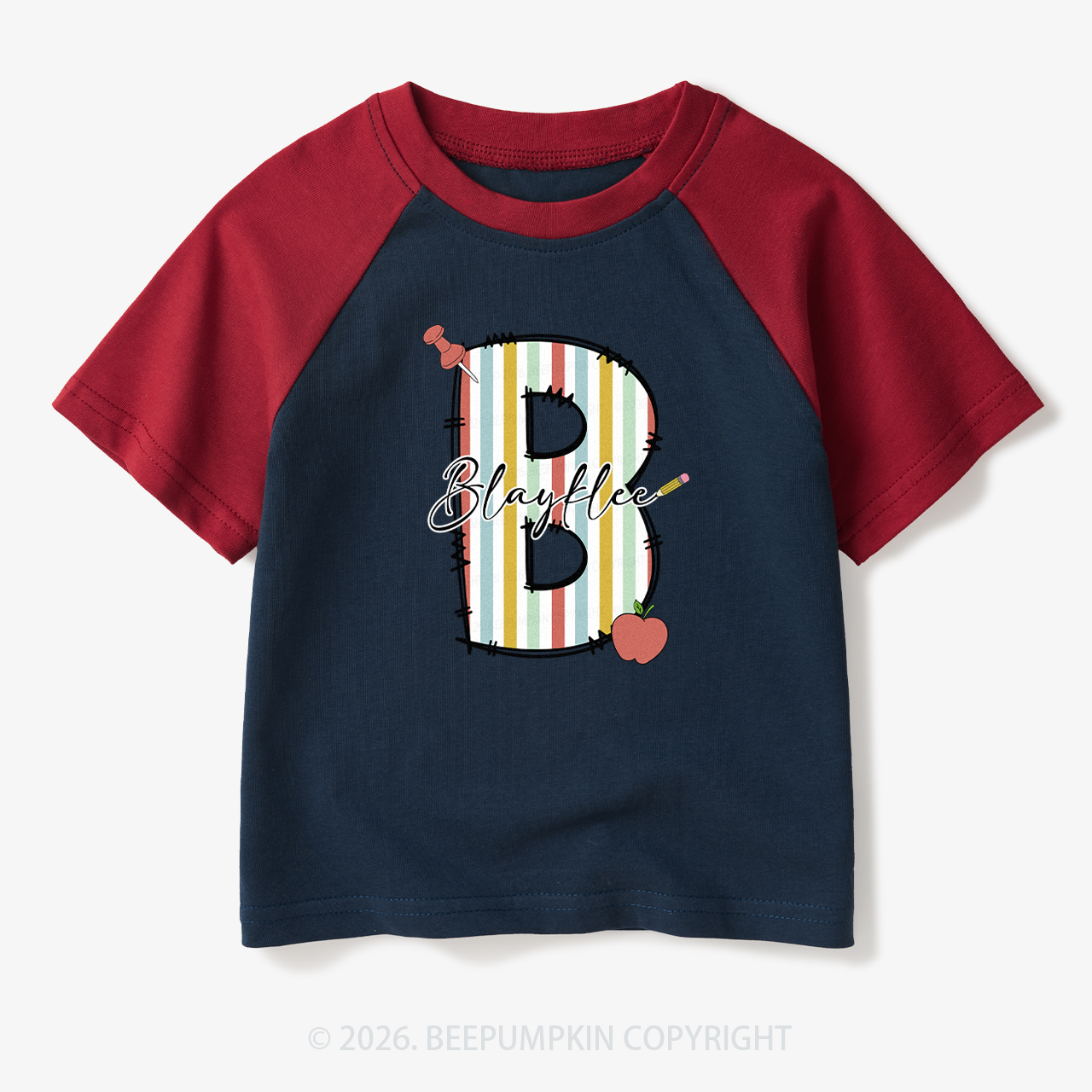 Personalized Alphabet Toddler&Kids Retro Raglan T-shirt