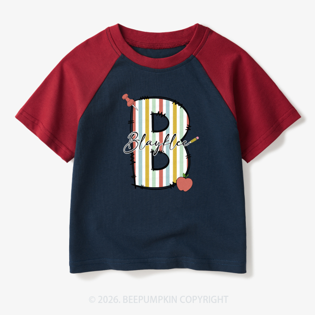 Personalized Alphabet Toddler&Kids Retro Raglan T-shirt
