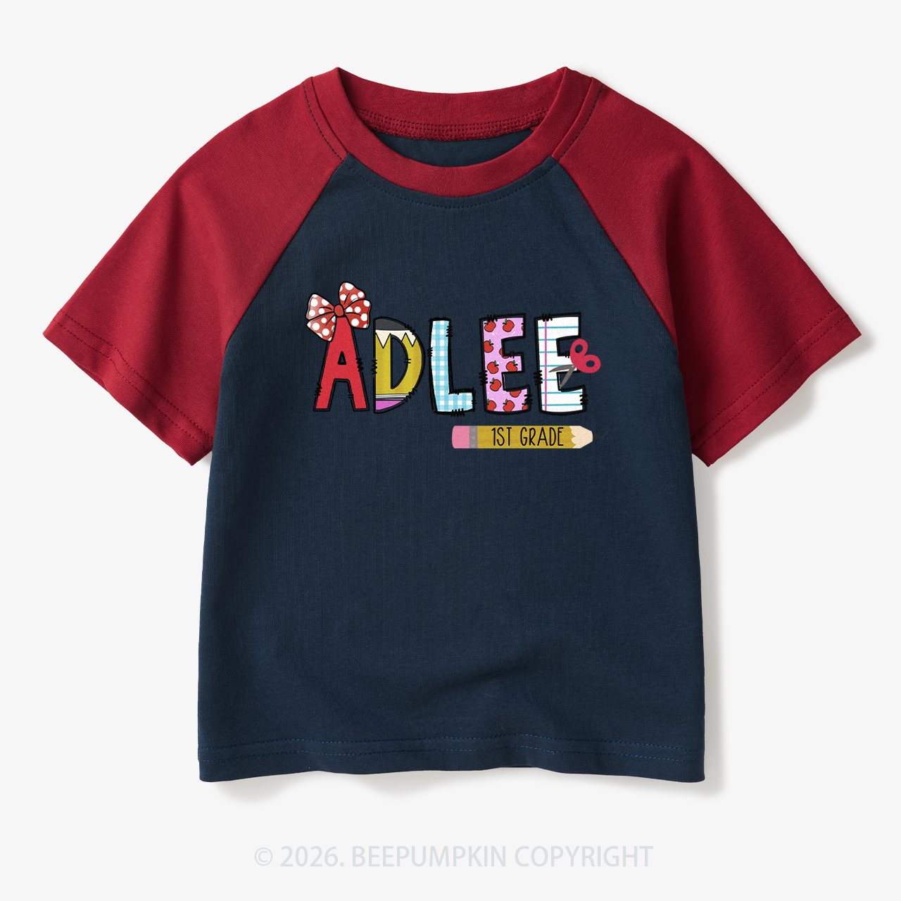 Personalized Name First Day Of School Toddler&Kids Retro Raglan T-shirt