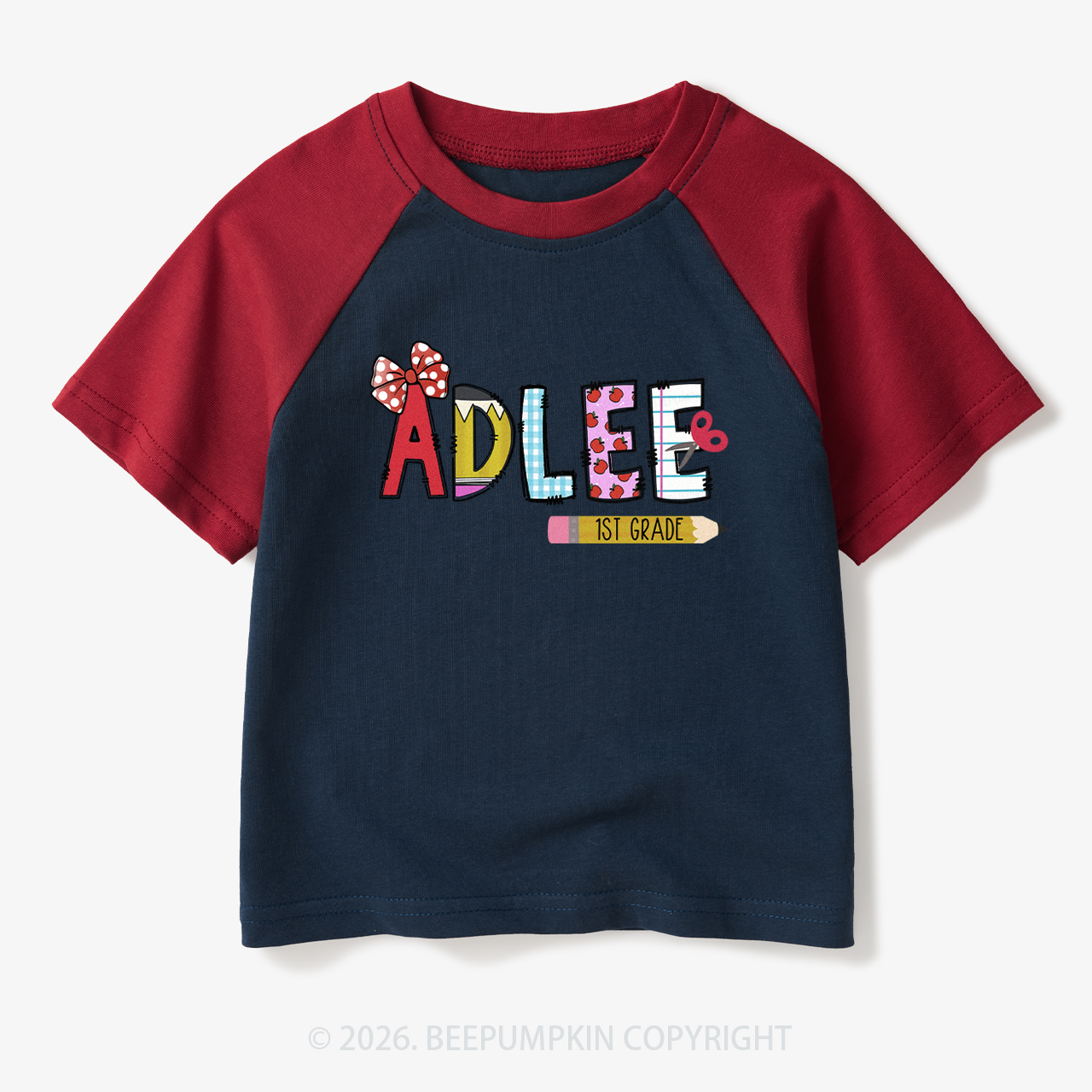 Personalized Name First Day Of School Toddler&Kids Retro Raglan T-shirt