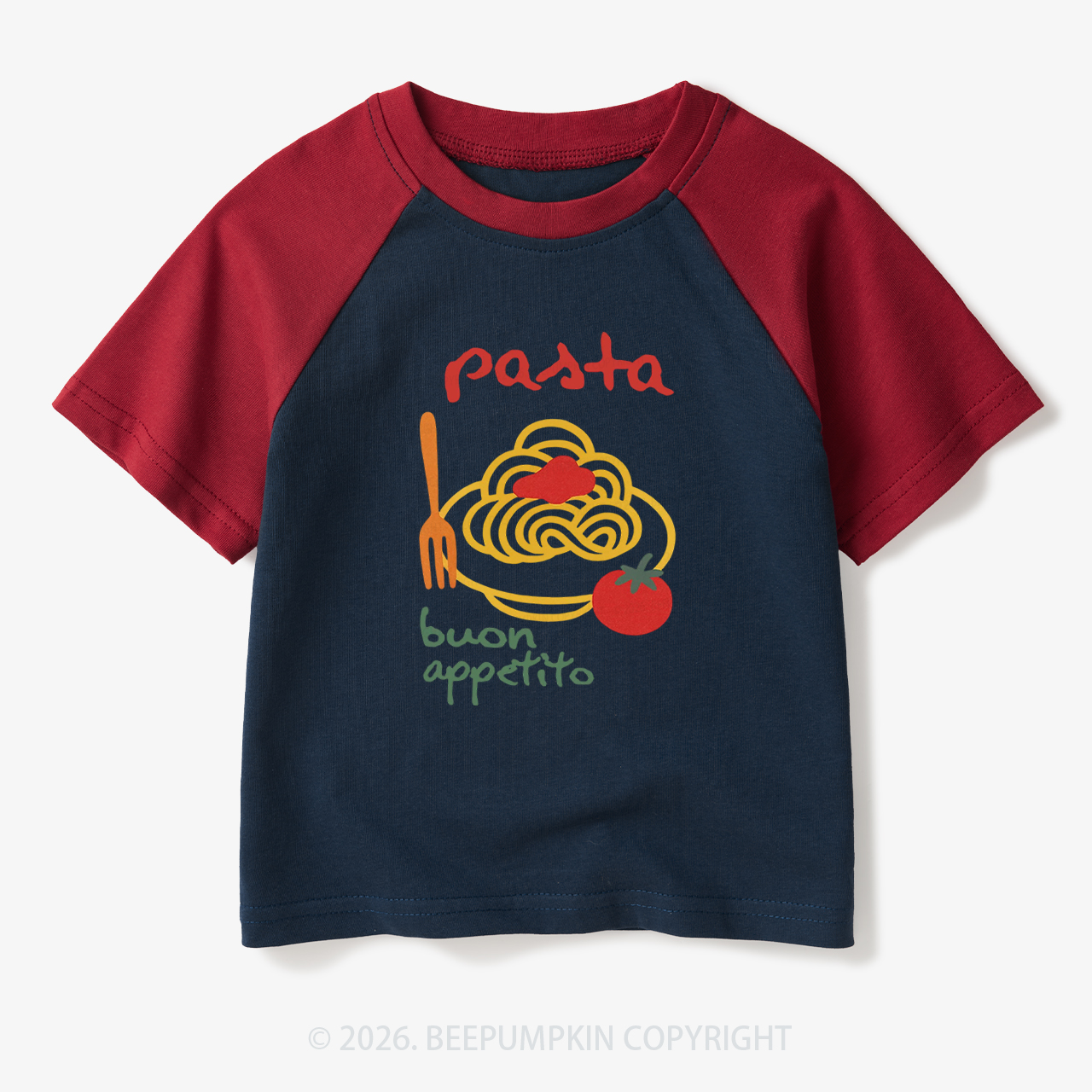 Spaghetti Pasta Cute Food Toddler&Kids Retro Raglan T-shirt