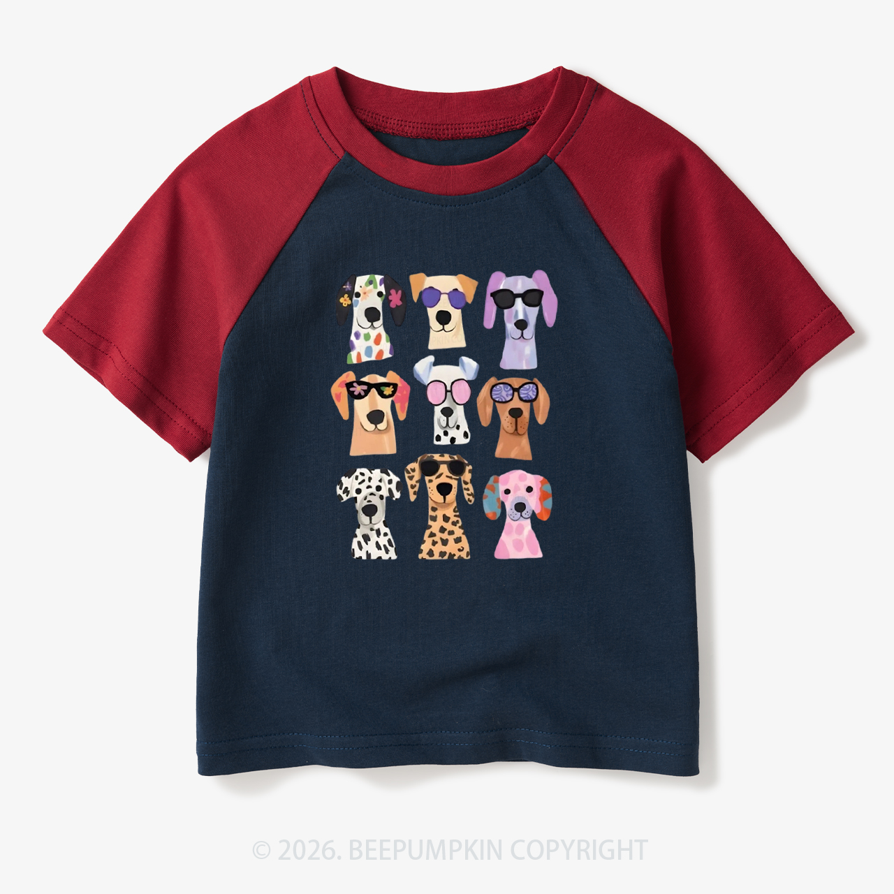 Cute Dog Fun Puppy Toddler&Kids Retro Raglan T-shirt