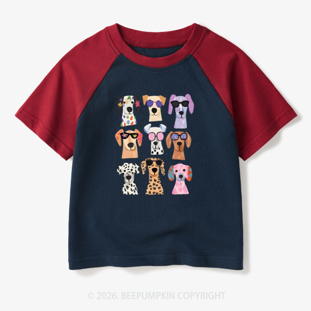 Cute Dog Fun Puppy Toddler&Kids Retro Raglan T-shirt