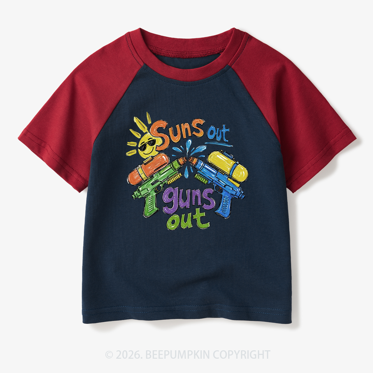 Funny Summer Suns Out Toddler&Kids Retro Raglan T-shirt