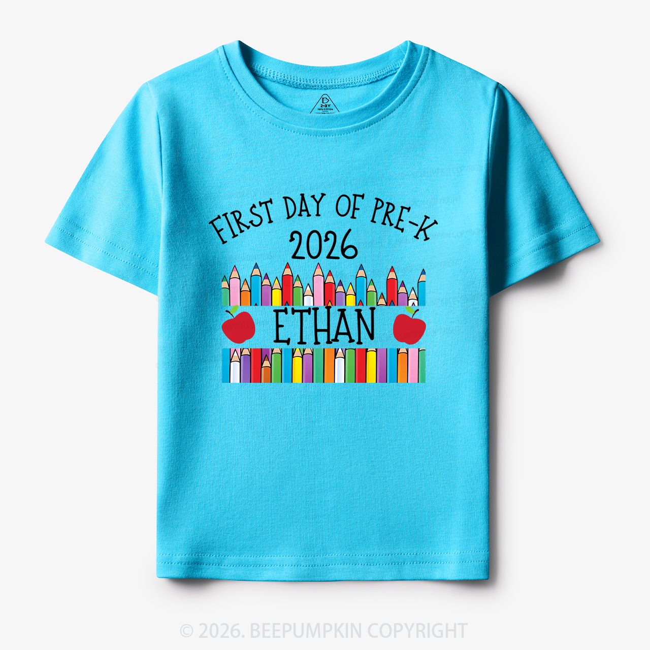 Personalized First Day Of Pre-K Crayon Toddler&Kid's Tees