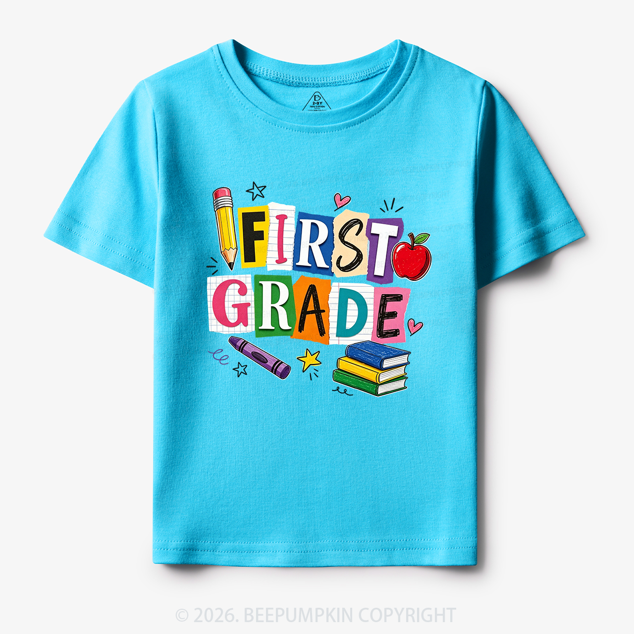 Personalized Colorful Bright School Vibes Doodle Toddler&Kid's Tees