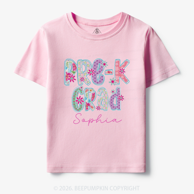 Personalized Name Sparkle Floral Pre‑K Grad Toddler&Kid's Tees