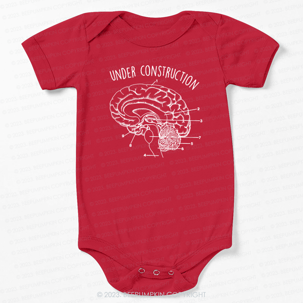 Under Construction Brain Diagram Bodysuit For Baby