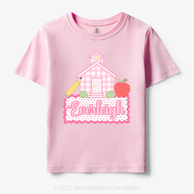 Personalized Pink Schoolhouse Toddler&Kid's Tees Beepumpkin