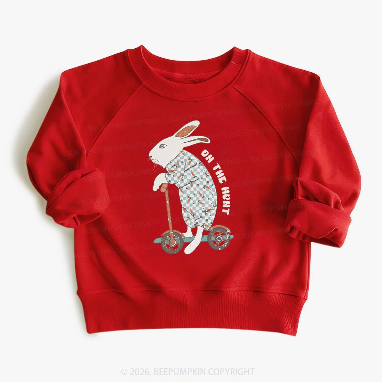 Bunny Scooter On The Hunt For Easter Eggs Kid's Sweatshirt