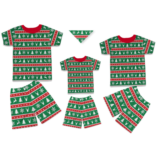 Red & Green Christmas Magic All-Over Print Short Family Matching Pajama Sets