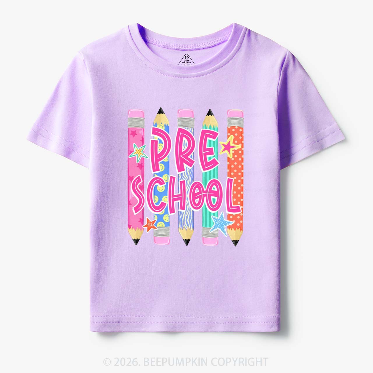 Personalized Grade Level Colorful Pencil Toddler&Kid's Tees