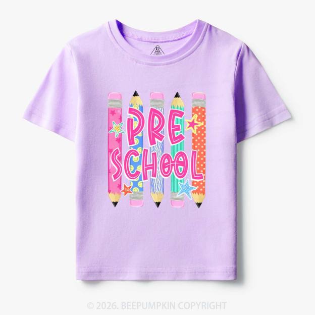 Personalized Grade Level Colorful Pencil Toddler&Kid's Tees