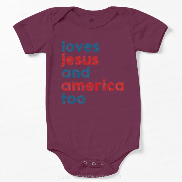 Loves Jesus And America Too Bodysuit Beepumpkin