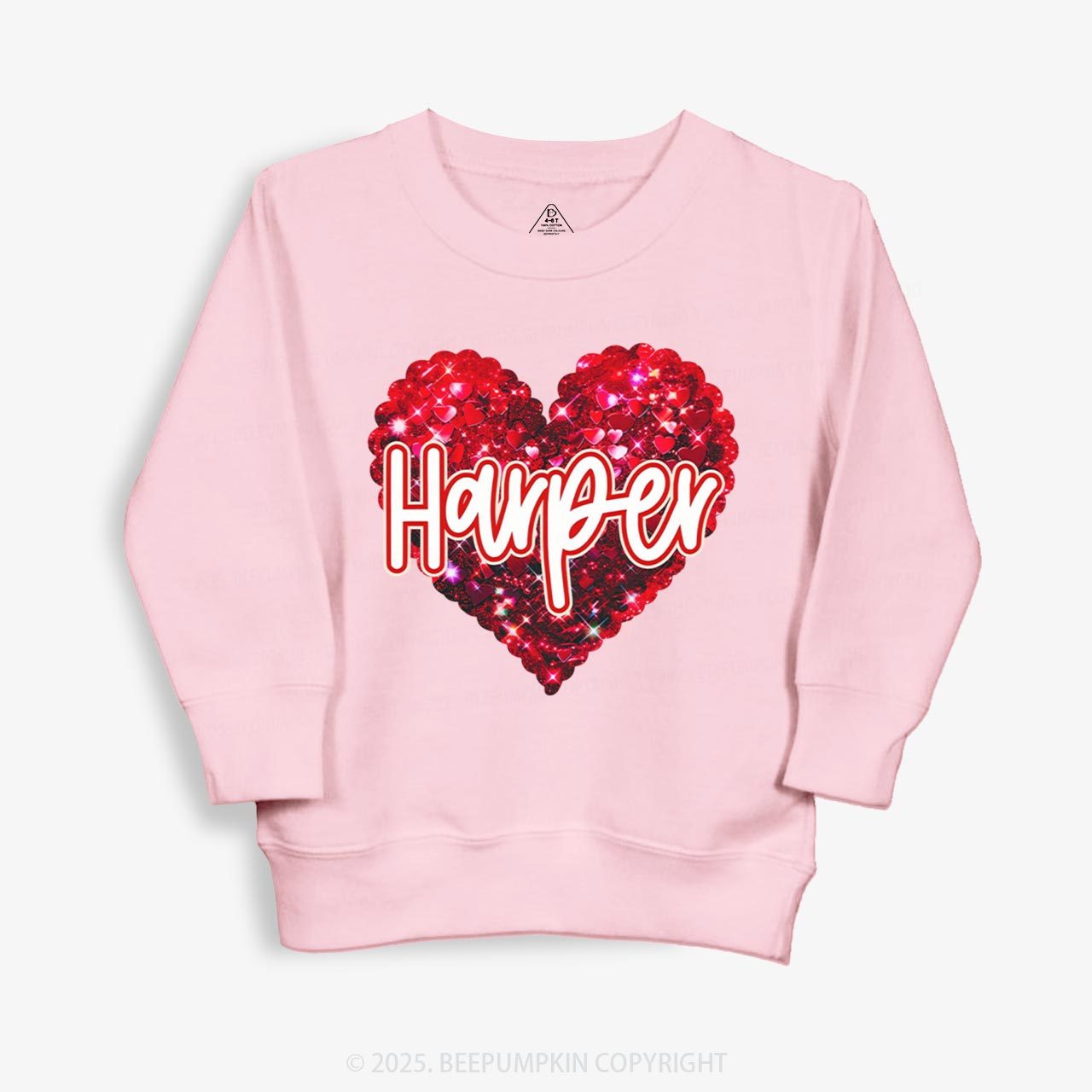 Personalized Sparkling Heart Name Kid's Sweatshirt