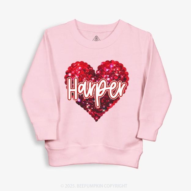 Personalized Sparkling Heart Name Kid's Sweatshirt