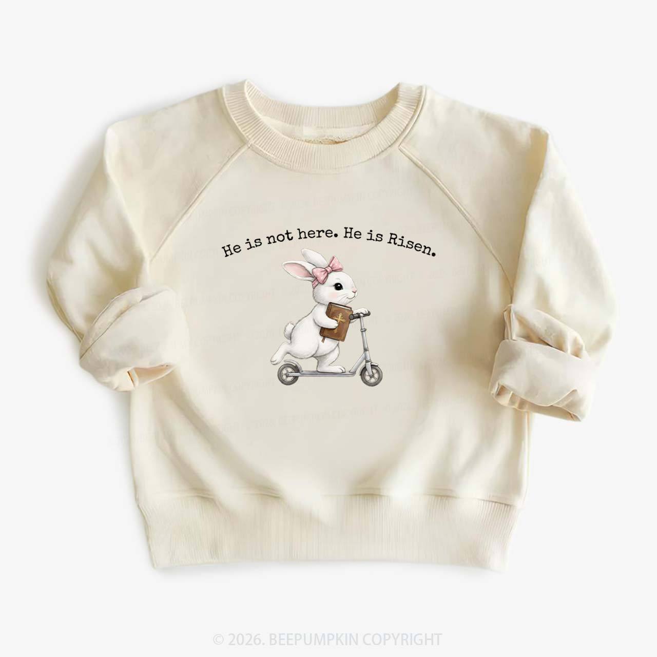 He Is Not Here He is Risen Rabbit Christian Easter Kid's Sweatshirt