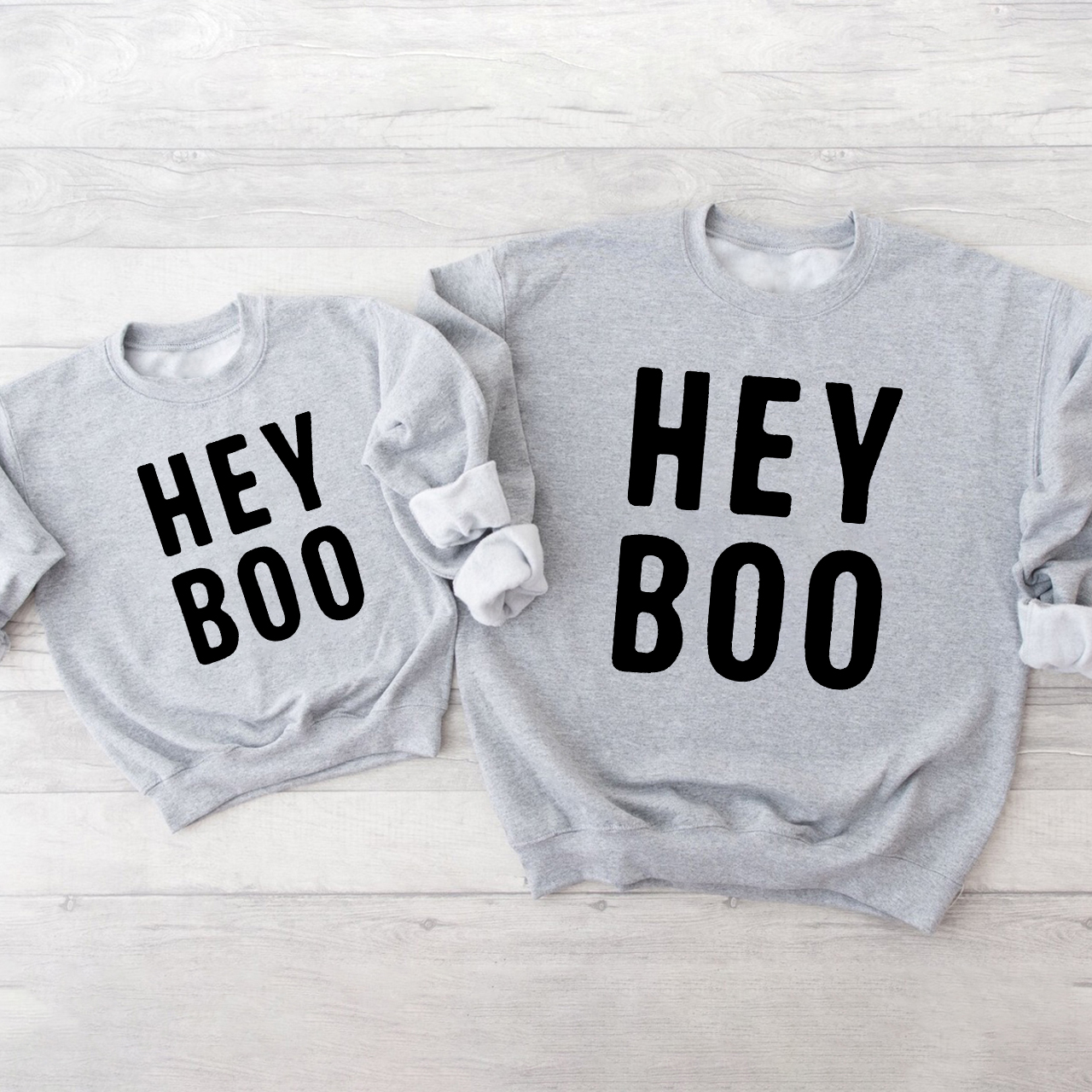 HEY BOO Matching Halloween Family Sweatshirts